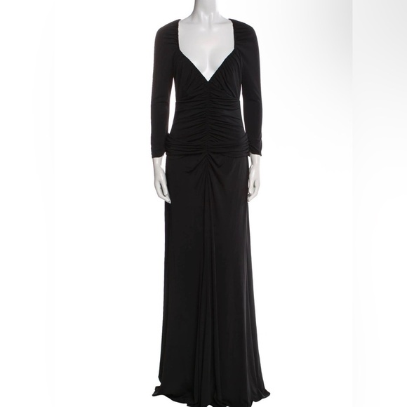 Vera Wang Dresses & Skirts - Vintage Vera Wang Black Ruched Long Sleeve Formal Gown